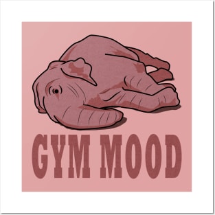 Pink elephant thinking about going to the gym Posters and Art